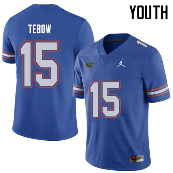 Youth NCAA Florida Gators Tim Tebow #15 Stitched Authentic Jordan Brand Royal College Football Jersey EUI7765OG